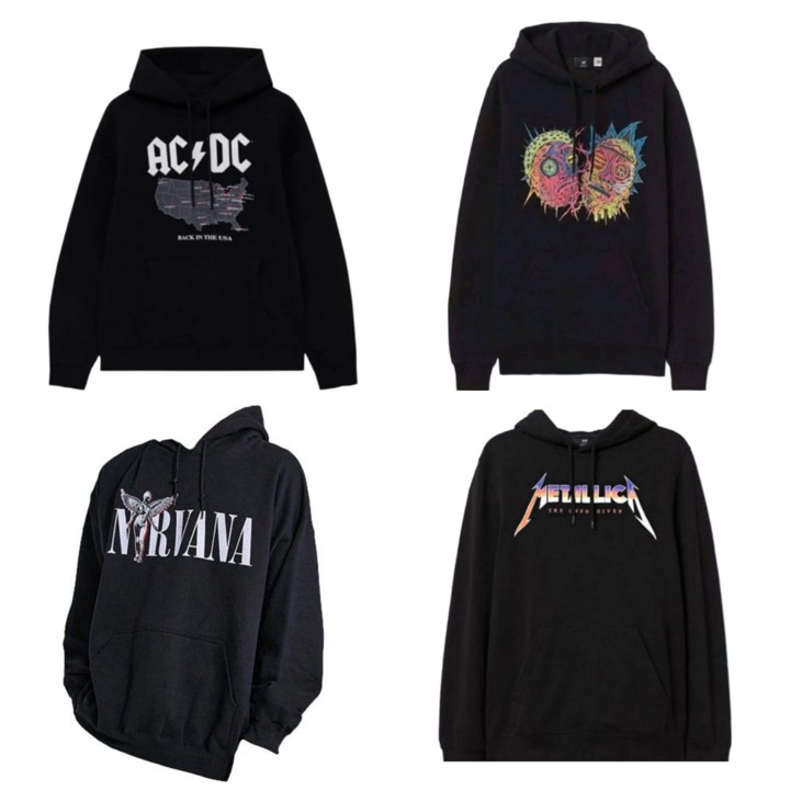 Terlaris dan Termurah COD HOODIE HM ACDCNirvanaMetallicaRickMortyUnwind