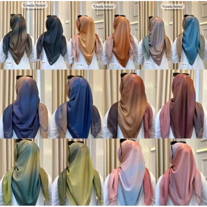 Terlaris✓hijab segi empat gradasi ala journey kw