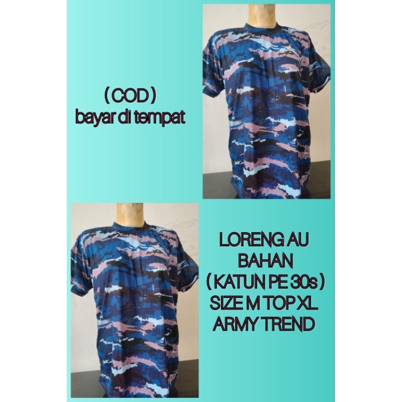 PROMO KAOS LORENG AU LENGAN PENDEK / KAOS LORENG TNI / KAOS ARMY MURAH