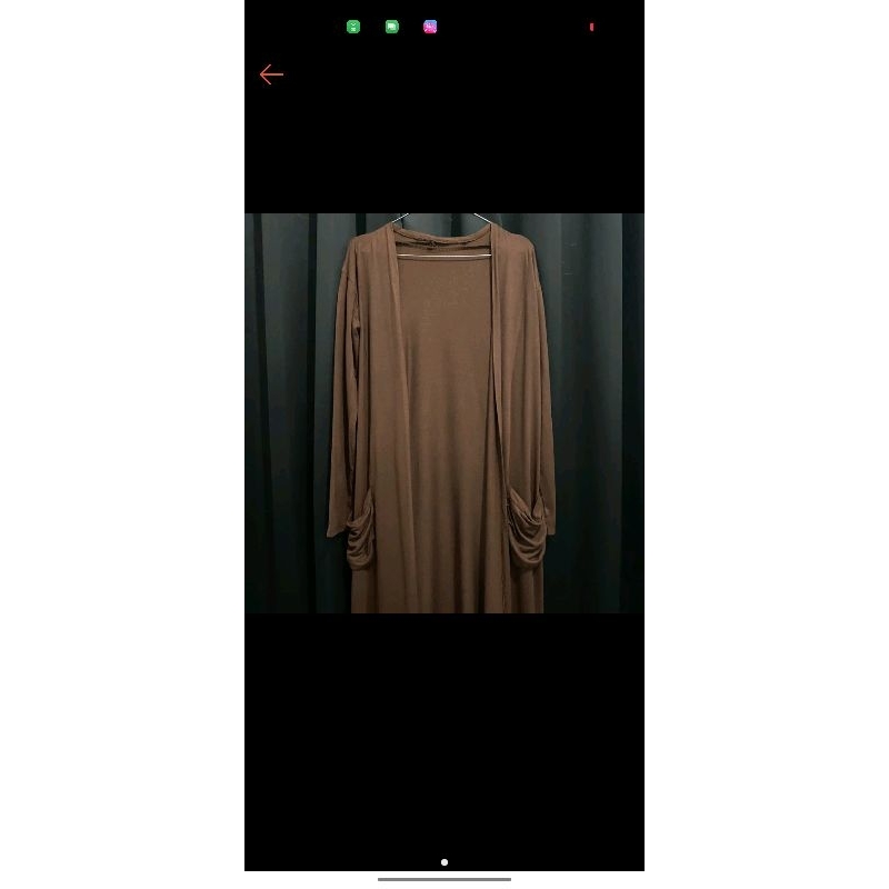 Prelove cardigan outer panjang warna coklat tua
