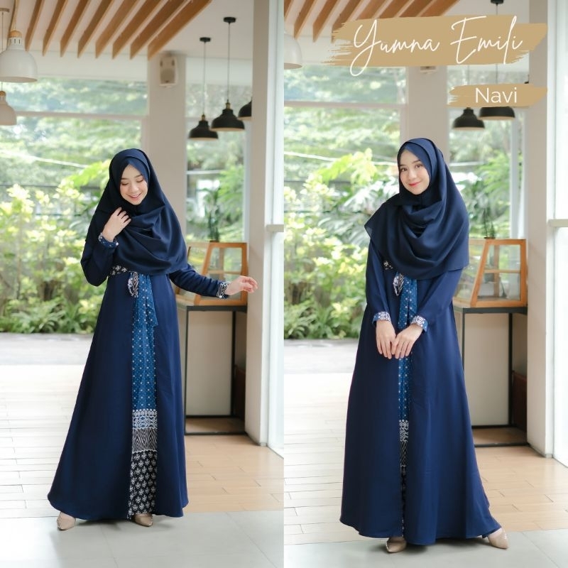 Baju Muslim Gamis Yumna Edisi Emili Motif Dress