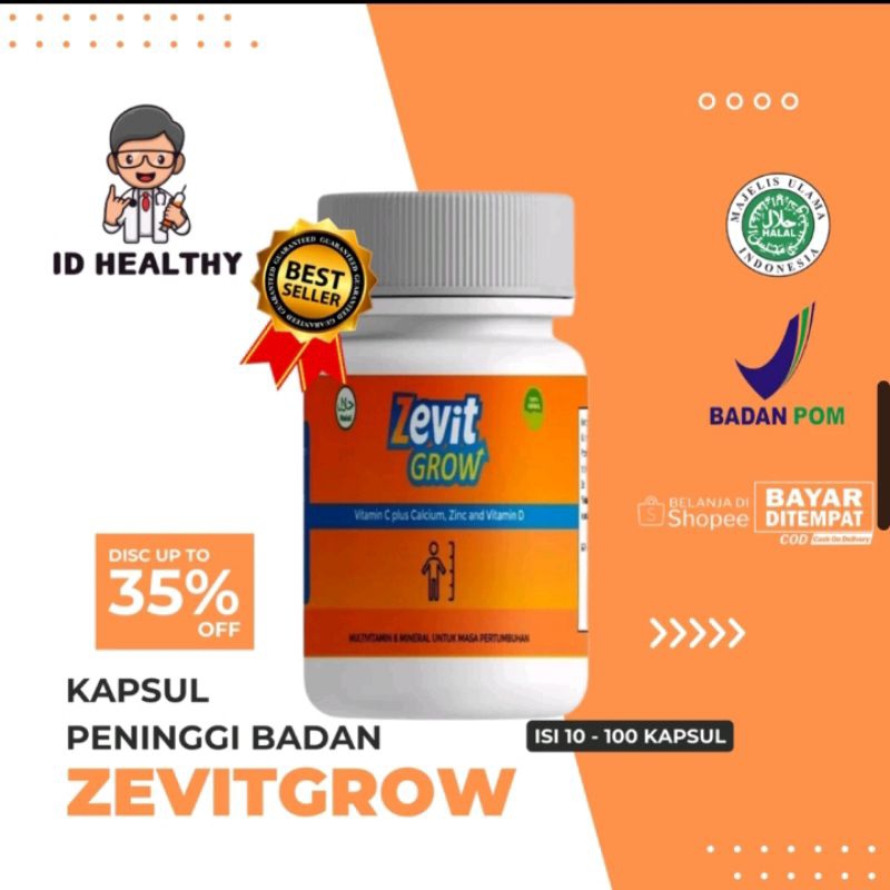 Zevit grow peninggi badan ori / kapsul zevit peninggi badan isi 10-100 kapsul | zevit grow
