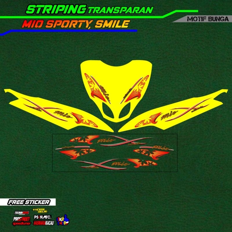 striping stiker transparan mio sporty, mio smile / striping mio smile, mio sporty transparan motif b
