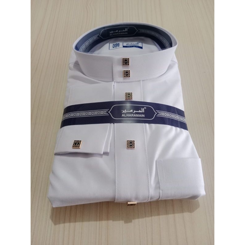 jubah Al-Haramain premium manset kancing hitam