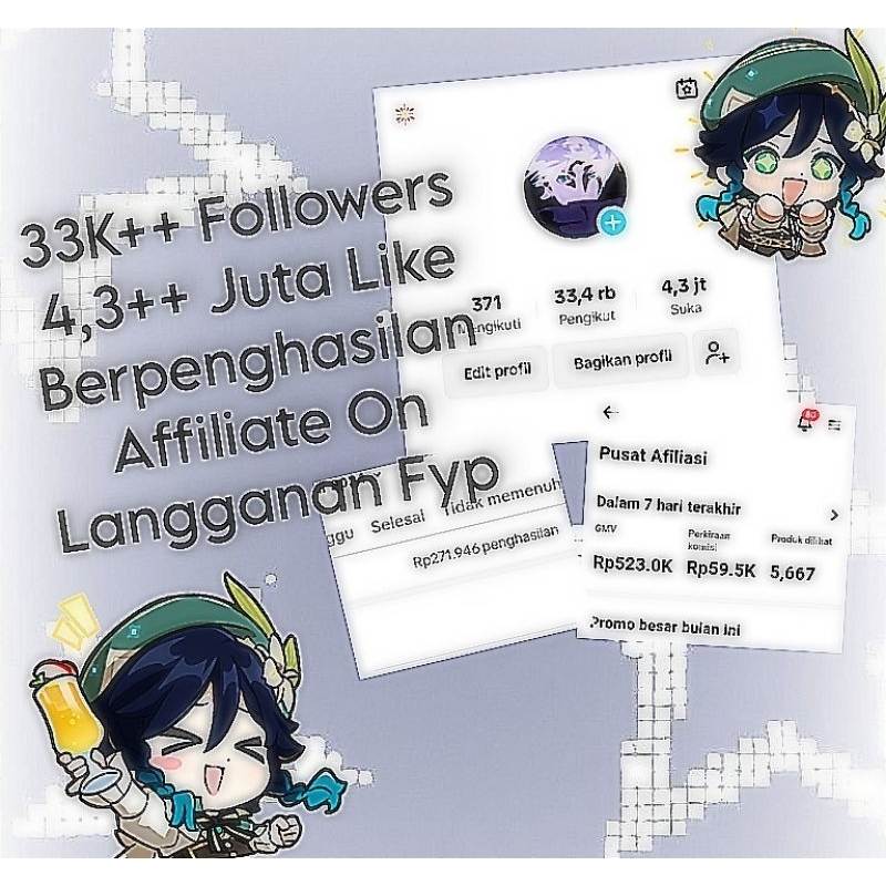AKUN TIKTOK MURAH | FOLLOWERS 33.000 REAL DAN AKTIF | LIKE JUTAAN| FYP DAN BISA LIVE | AFFILATE | EX