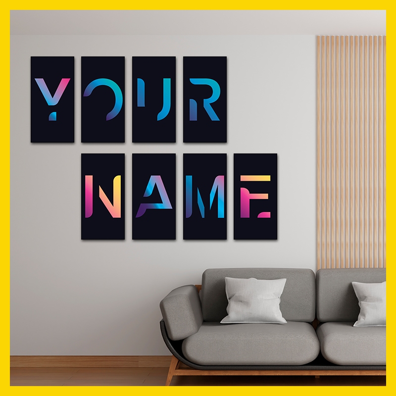 Hiasan Dinding Poster Kayu Motif Custom Nama Abjad Alphabet (10x20cm) Aesthetic Bulu Mata Sweet Drea