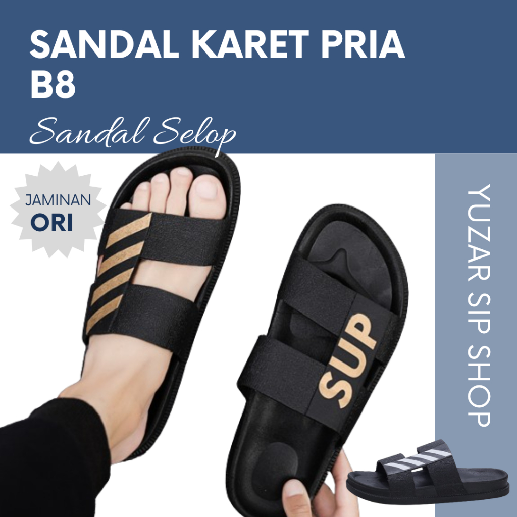 SANDAL PRIA / SANDAL SLIP ON KARET / SANDAL COWOK ANTI SLIP ORIGINAL B8