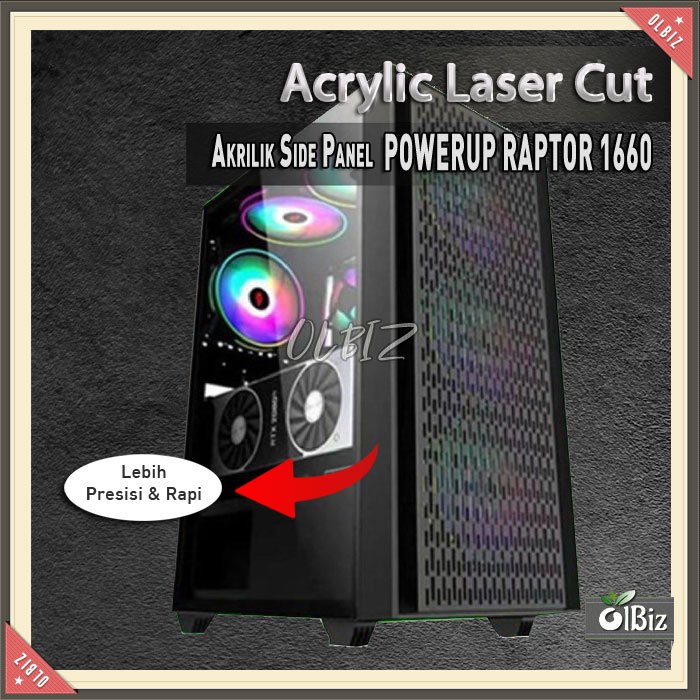 Tutup Kesing Casing Powerup Raptor 1660 Akrilik Acrylic Side Panel PowerUp Raptor 1660 Pengganti Tem