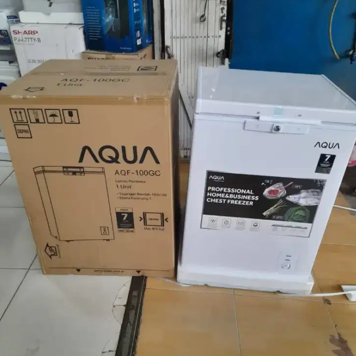 Chest Freezer AQUA AQF-100(GC) 100 Liter AQF 100 W Freezer Box AQUA