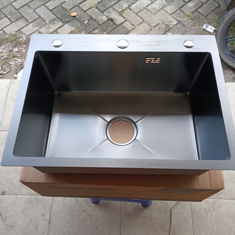 Bak Cuci Piring  BCP / Kitchen Sink 1 Lubang 60x45x22cm AMERITECH - BLACK/HITAM