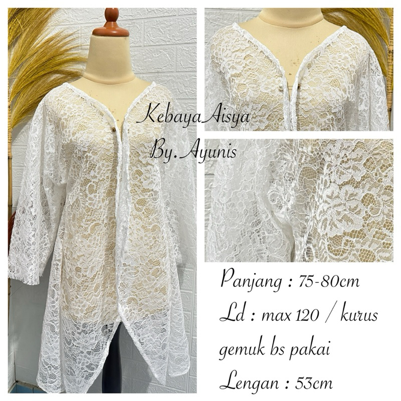 Kebaya Aisya By Ayunis brokat Kornely mix tuspin/ Cardigan Brokat kebaya modern