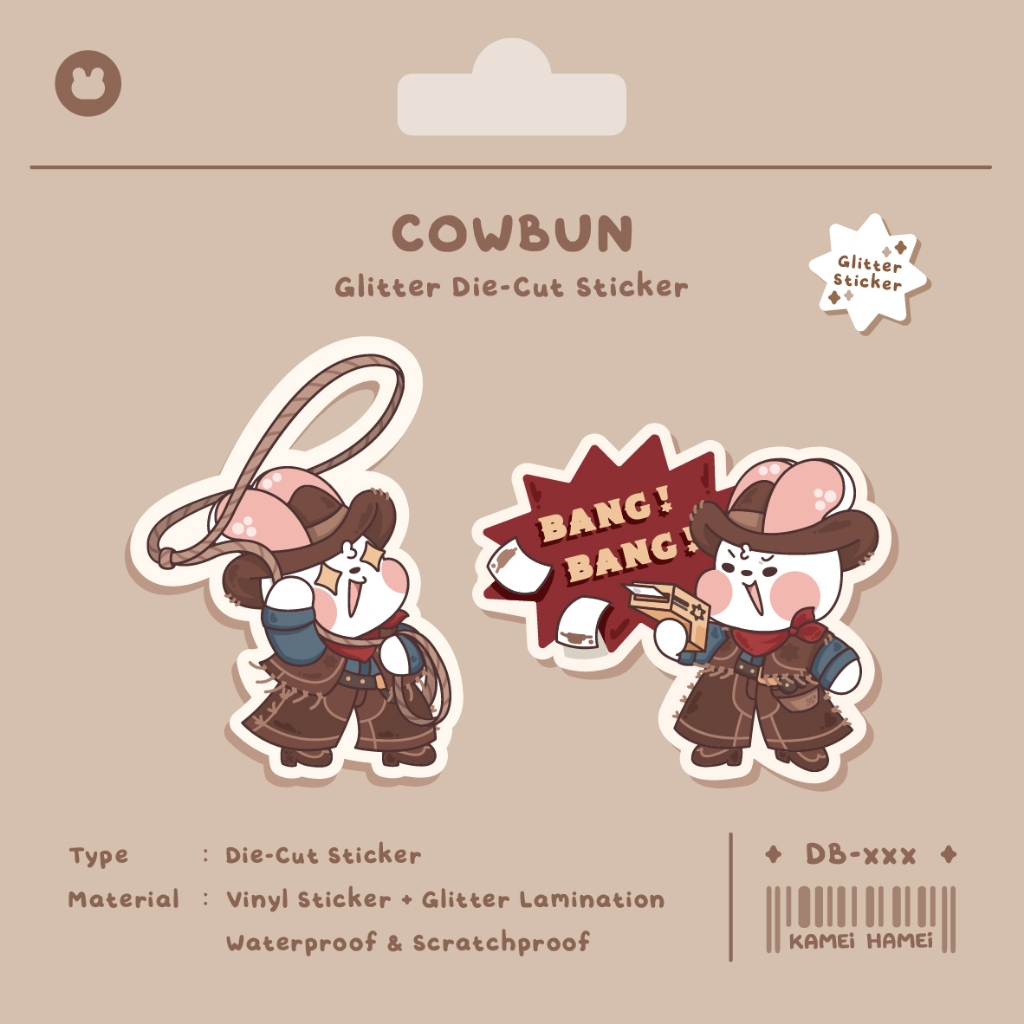 

Cowbun | Kamei Hamei Glitter Die-Cut Sticker