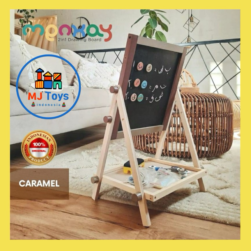 

Menkay Papan Tulis Anak Magnetic Wooden 2 in 1 Board (Hitam dan Putih) - Caramel