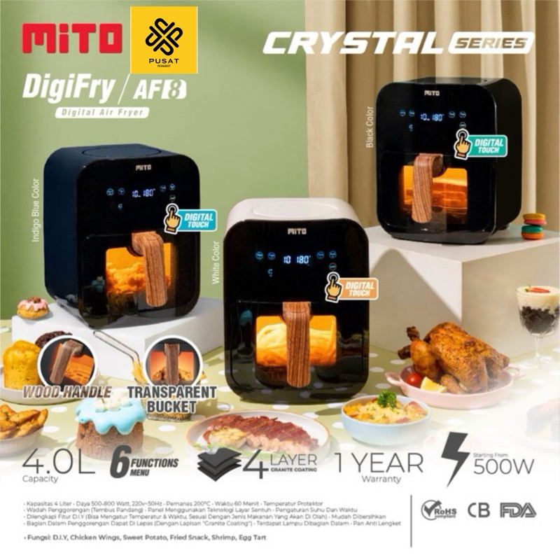 Mito Air Fryer AF 8 AF8 Crystal Series | Air Fryer Mito Terbaru AF8 Garansi Resmi