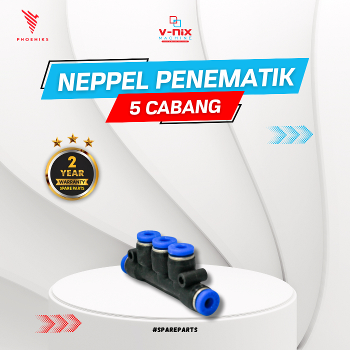VNIX Manifold Pneumatik Distributor Udara 5 Cabang Pembagi Selang Angin Kompresor Fitting Pneumatik