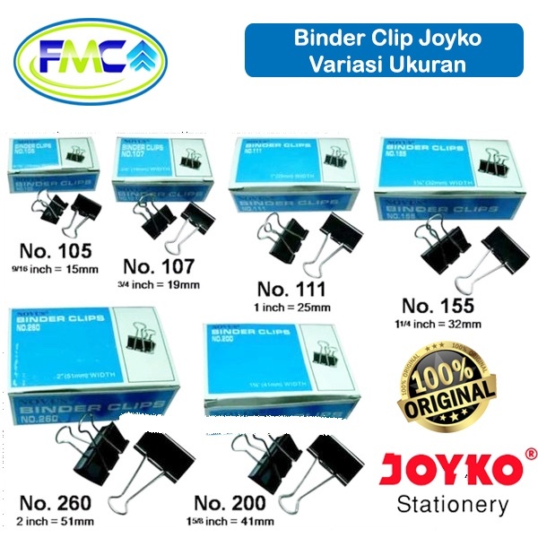 

Binder Clip Nomor 260 280 Joyko Penjepit Kertas Besar Sedang Kecil Jepitan Serbaguna Original