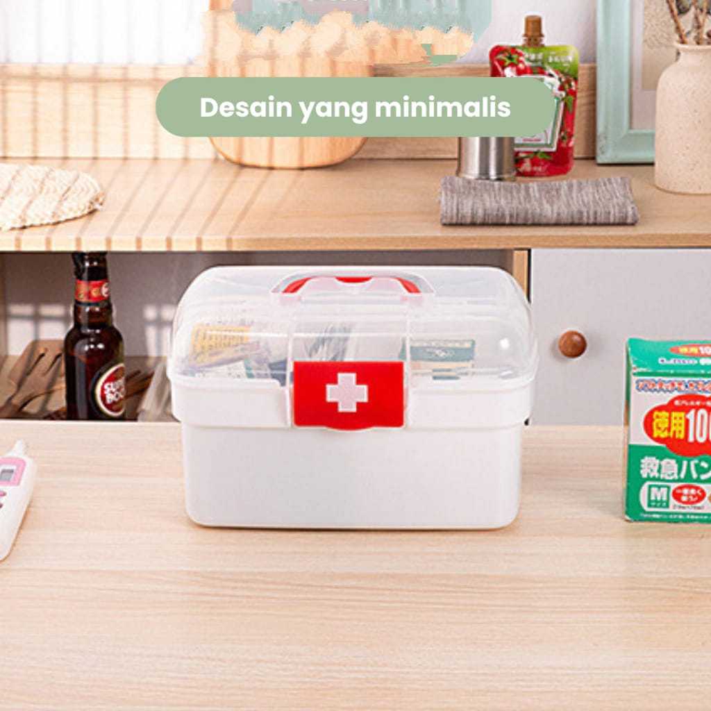 Kotak Penyimpanan Obat/Kotak P3K/First Aid Kit Box 2 Tingkat