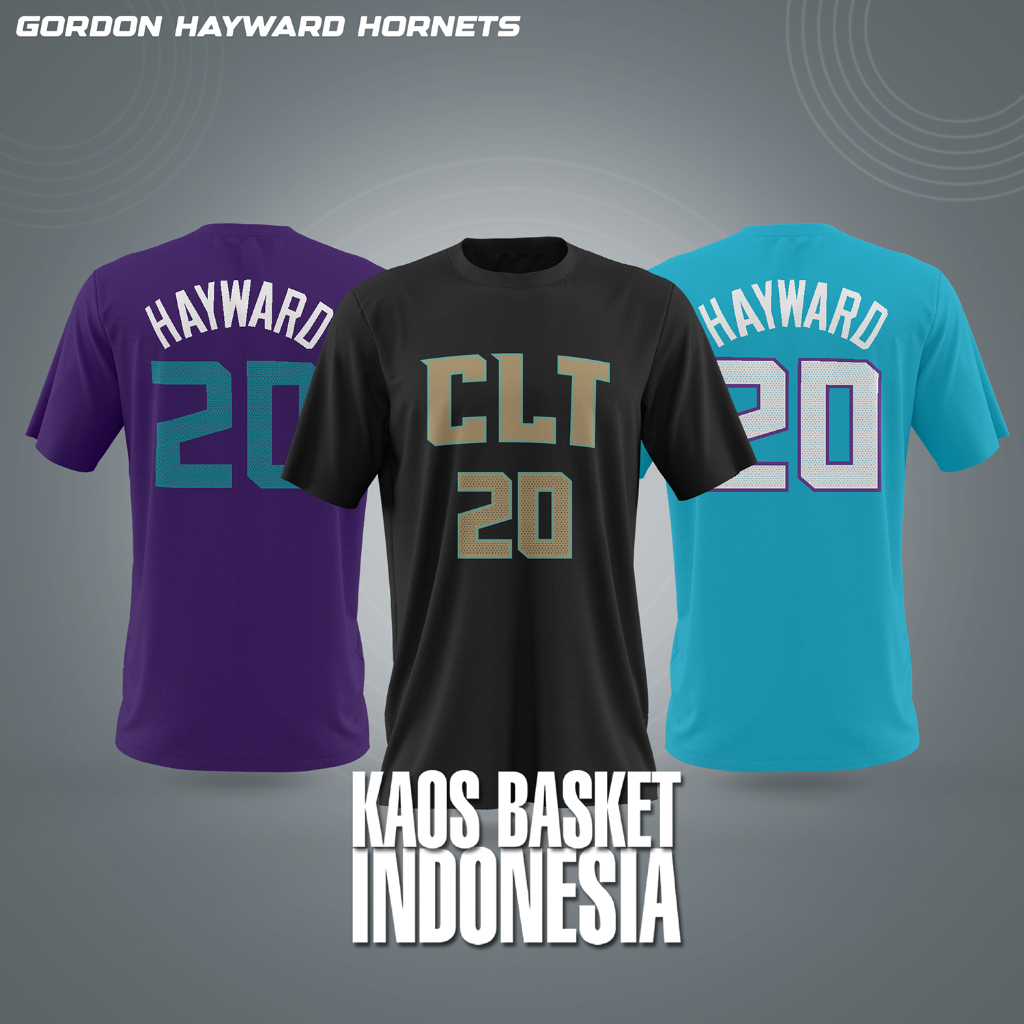 Baju Basket Pria Wanita NBA T shirt basket Kaos Charlotte Hornets No 20 Hayward Kaos NBA Tshirt Bask