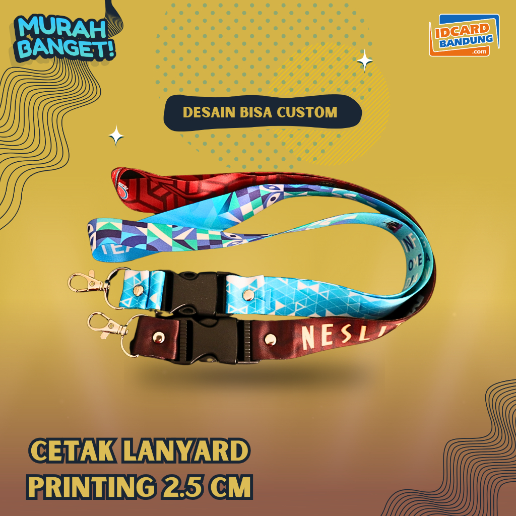 

cetak tali lanyard printing 2,5cm sublim tali idcard full color kalung idcard