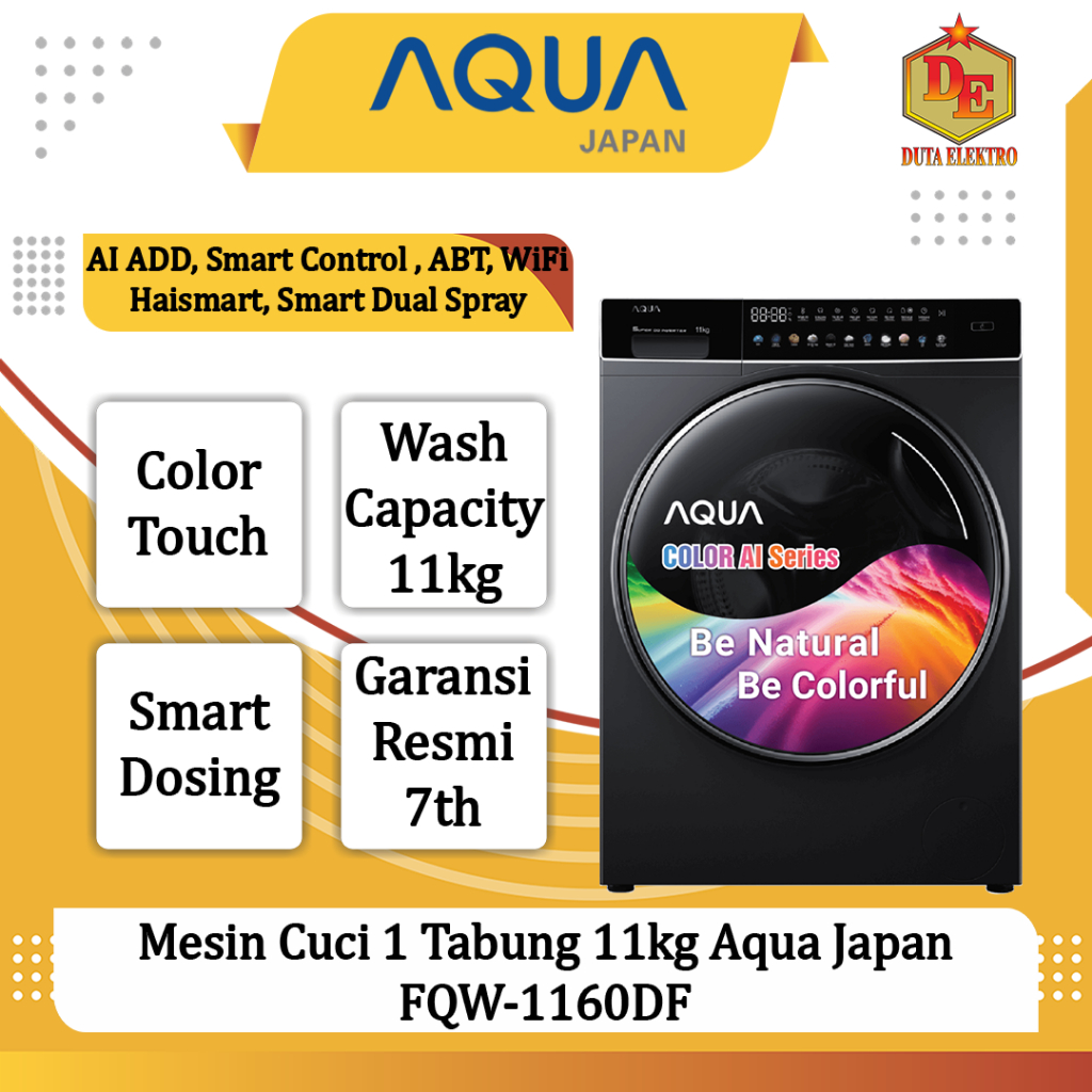 Mesin Cuci 1 Tabung 11kg Aqua Japan FQW 1160 DF