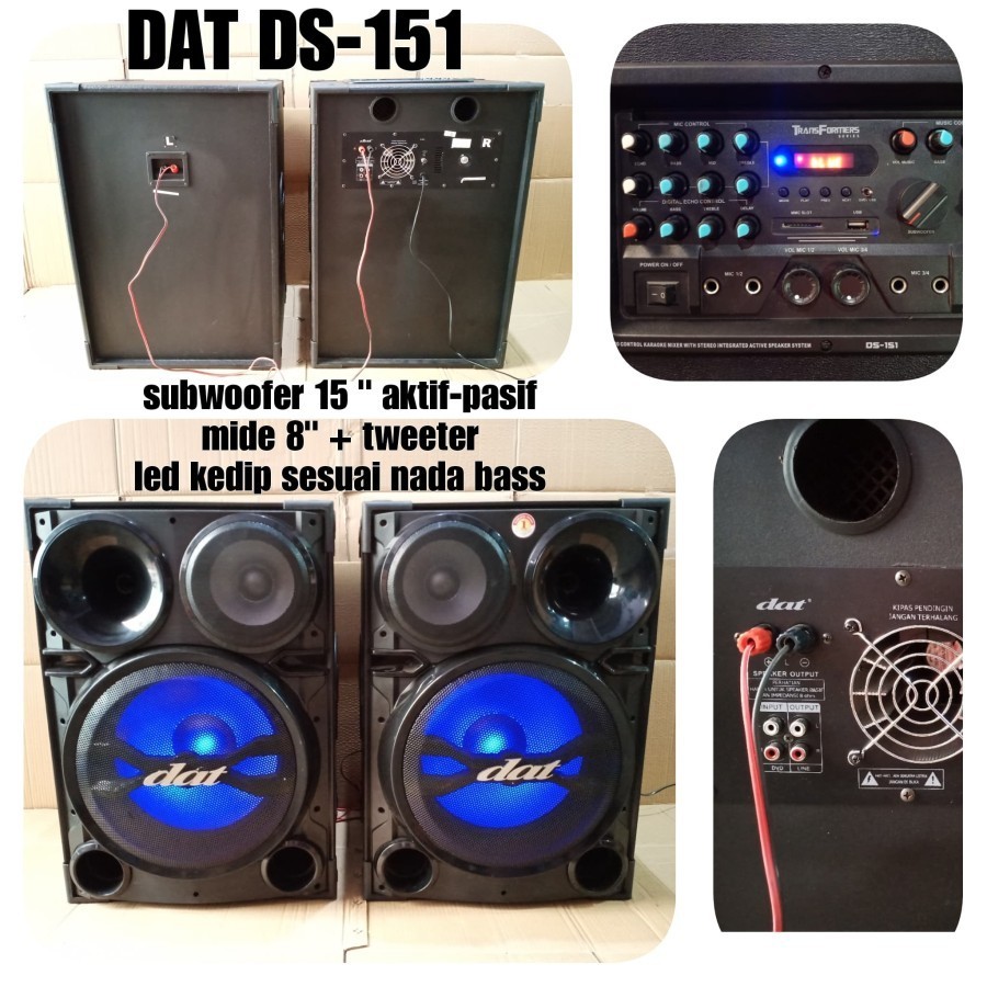 SPEAKER AKTIF DAN PASIF DAT DS 151 / DS151 ORIGINAL 15 INCH SEPASANG