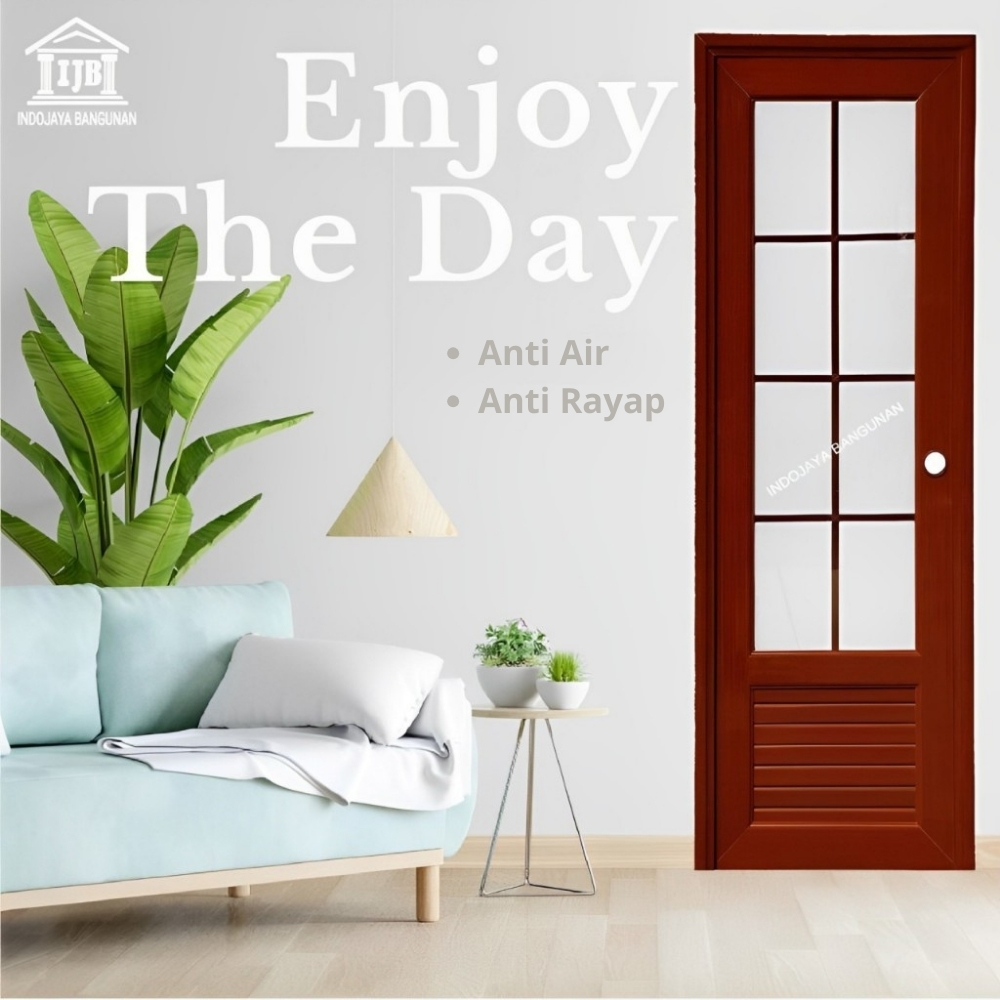 Pintu UPVC Kamar & Kamar Mandi Tebal Motif Jati Coklat Putih Pink 70 x 200 Cm