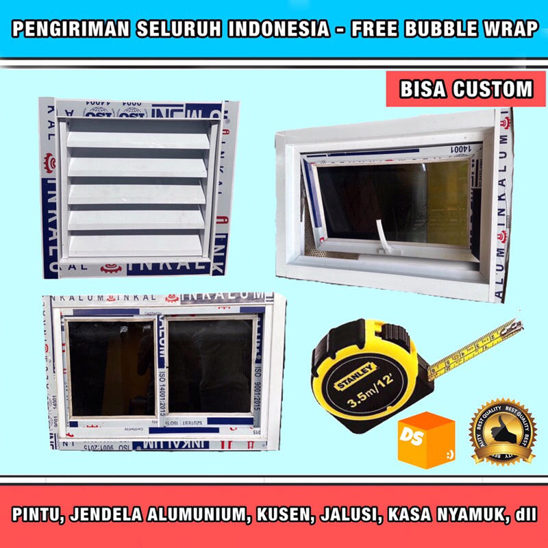PINTU SLIDING ALUMUNIUM + KUSEN KACA FULL Tinggi 249 x Lebar 164cm (ALUMUNIUM SLIDING DOOR) - [PENGI