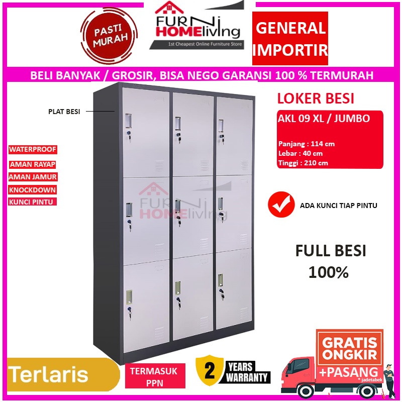 Loker HELMET HELM Full Face Loker Besi 9 Pintu Jumbo XL