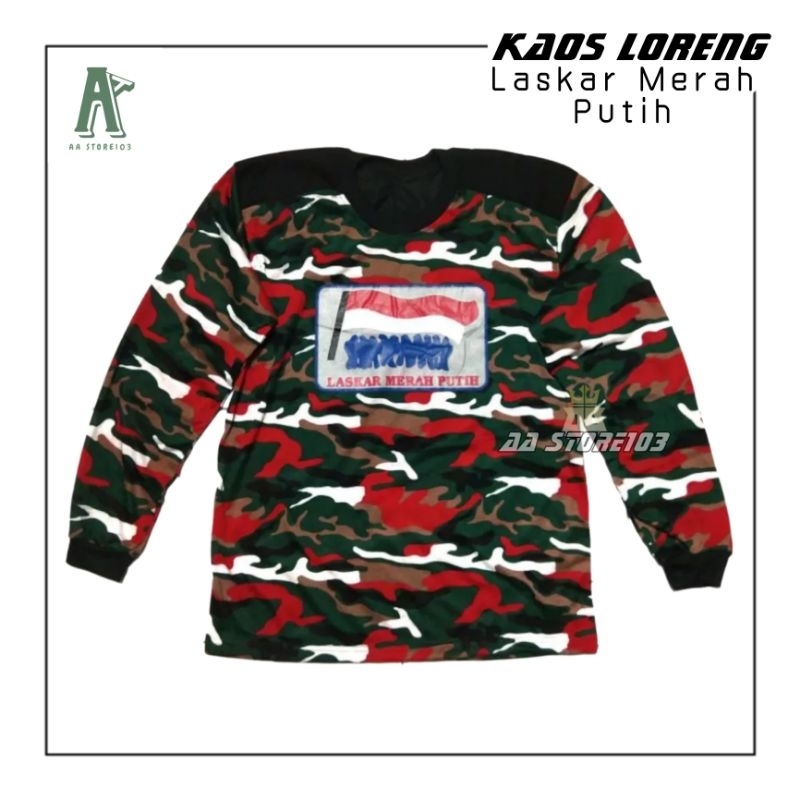Kaos Decker Loreng Laskar Merah Putih Lengan Panjang