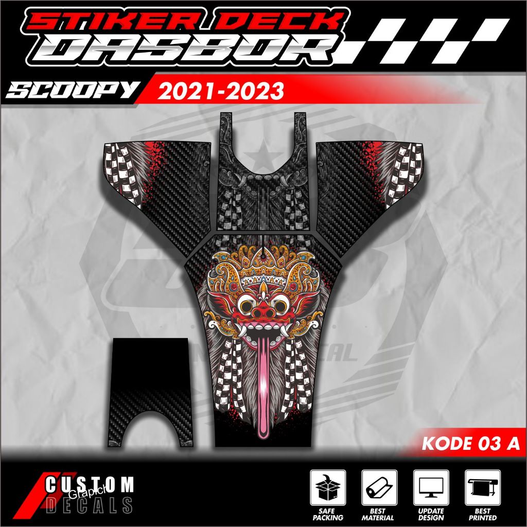 STIKER STRIPING PELINDUNG DASHBOARD / THANKPAD / DECKPAD MOTOR SCOOPY STICKER SCOOPY 2021 2022 2023
