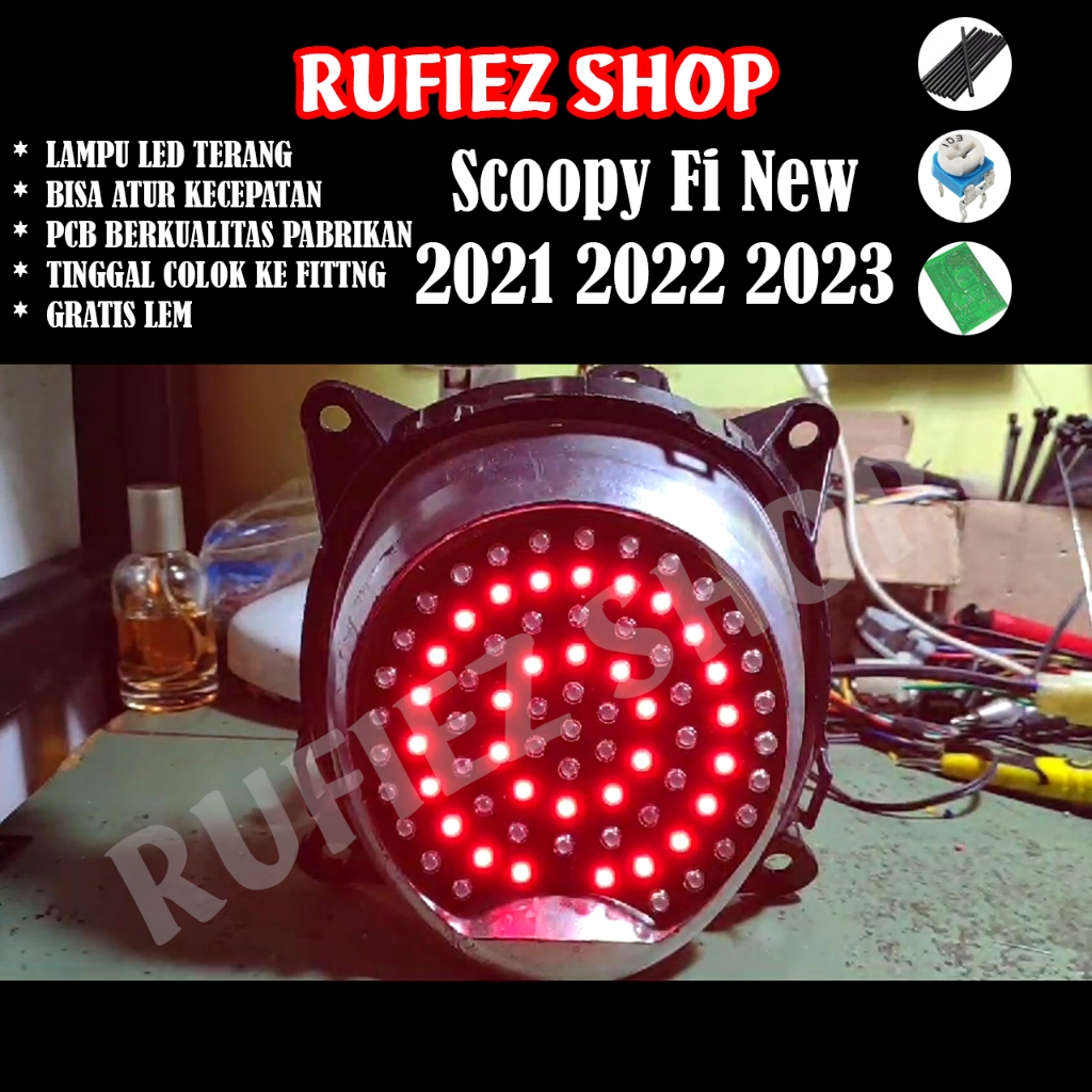 Custom lampu stoplamp running scoopy fi new 8 mode 2021 2022 2023 2024