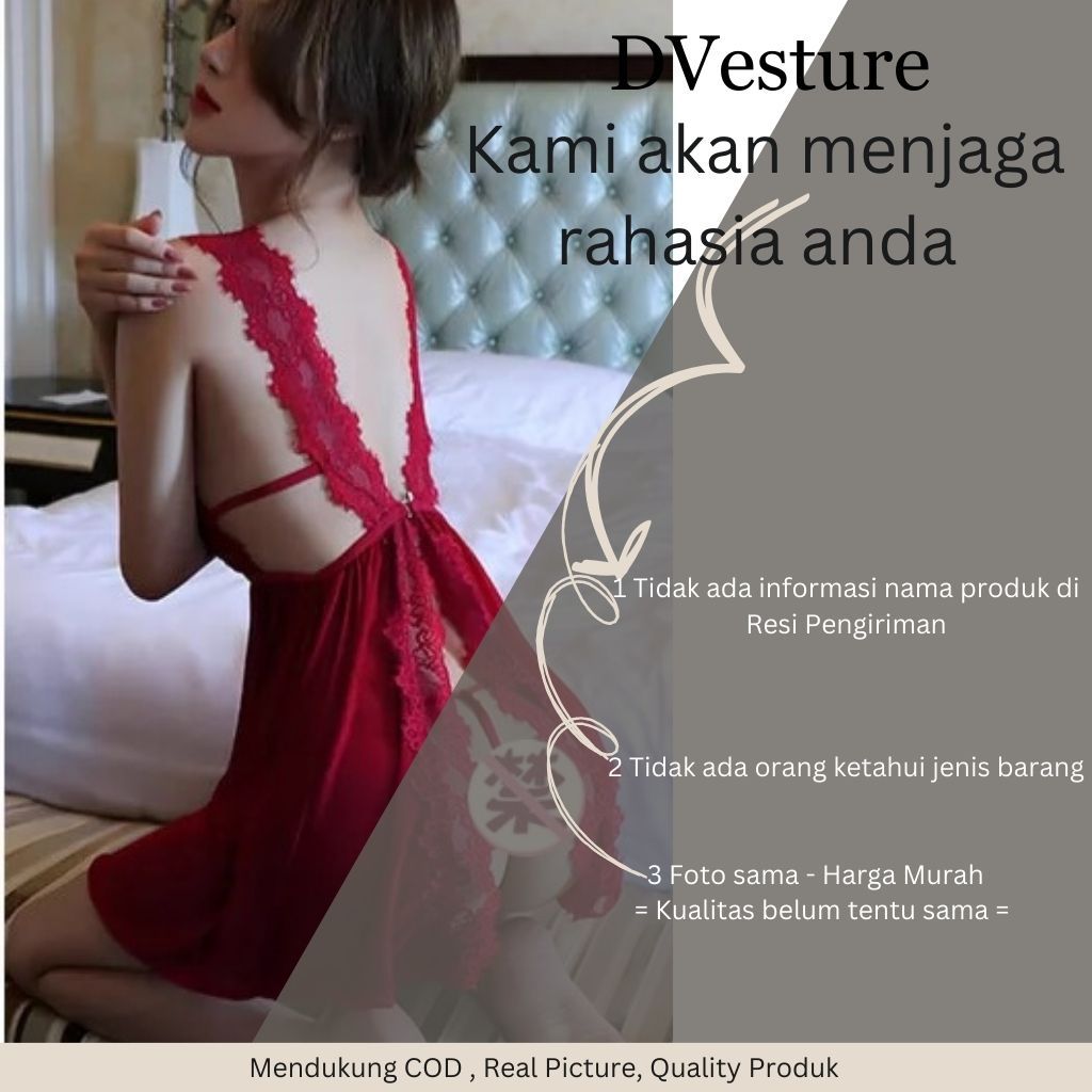 Lingerie Seksi Set D-06 Buka Belakang Bentuk V Pakaian Dalam Baju Tidur Wanita Dewasa Seksi Baju Dinas Malam Panjang Import-1
