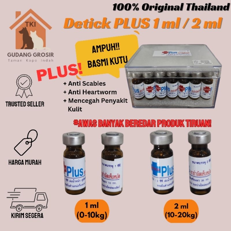kjg ASLI Detick PLUS Obat Kutu Kucing Anjing Ampuh Orinal Tersedia 1ml & 2ml