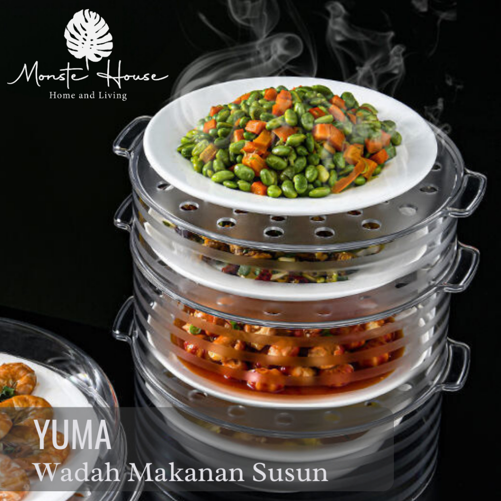 |MONSTE| YUMA Tudung Saji Lauk Anti Debu Wadah Simpan Lauk Susun Penyimpanan Makanan Tingkat Tudung 
