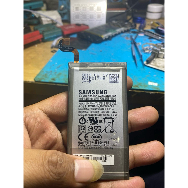 Batu batrai samsung s8plus ori sein cabutan masih awet wet