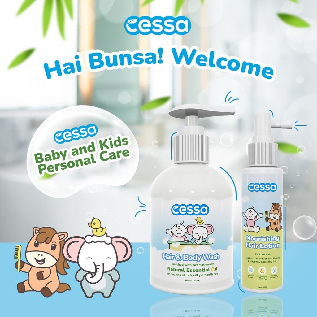 Cessa Nourshing Hair Lotion 100ml & Hair and Body Wash 250ml Shampo Sabun Perawatan Rambut Bayi