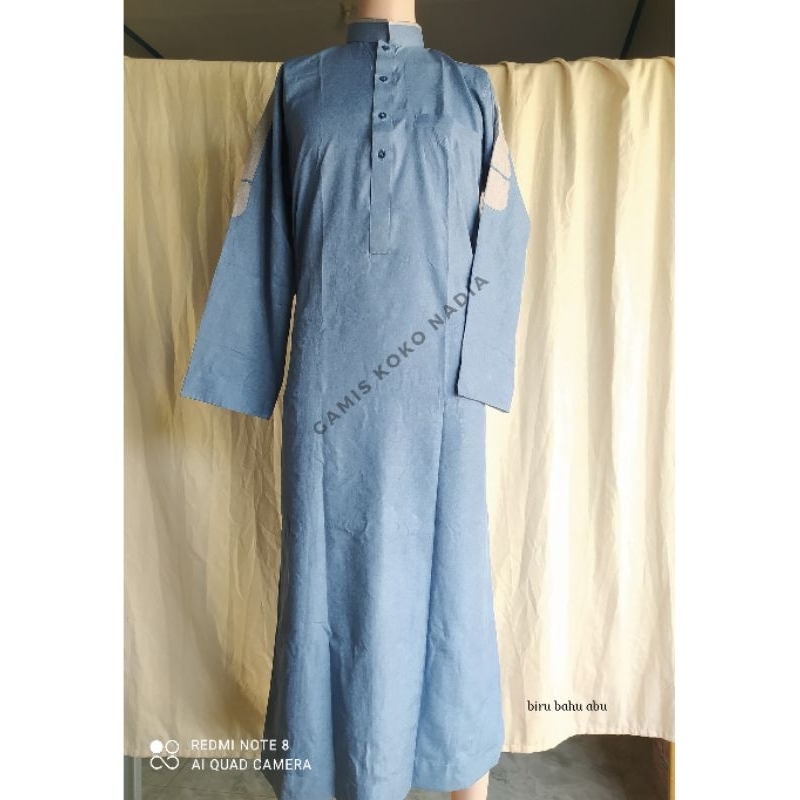 Gamis Pria Polos Motif Bahu
