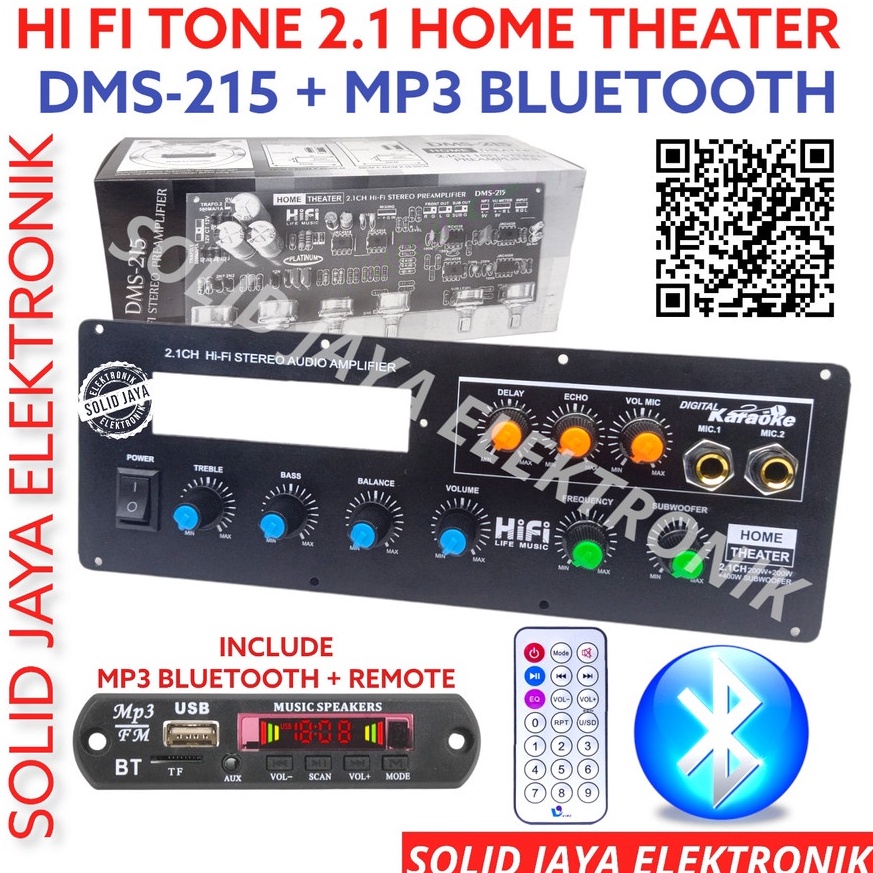STOK TERBATAS KIT TONE CONTROL AKTIF 21 DMS215 HOME THEATER PLUS MP3 BLUETOOTH BT DIGITAL ECHO MIC M