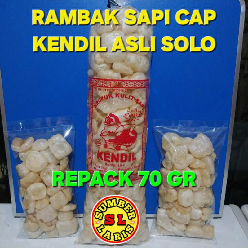 KERUPIUK RAMBAK KULIT SAPI CAP KENDIL ASLI SOLO REPACK 70 GR
