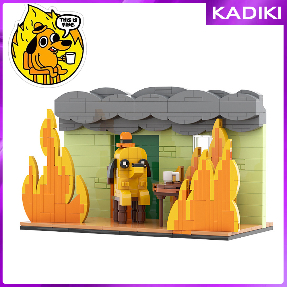 Brick This Is FIne Meme Dog Block Fun Animation Action Figure