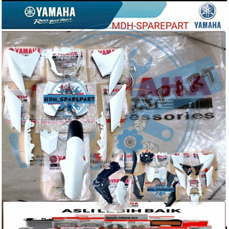 BODY BODI HALUS KASAR SET PUTIH METALIK  VIXION V-IXION NEW ORIGINAL YAMAHA