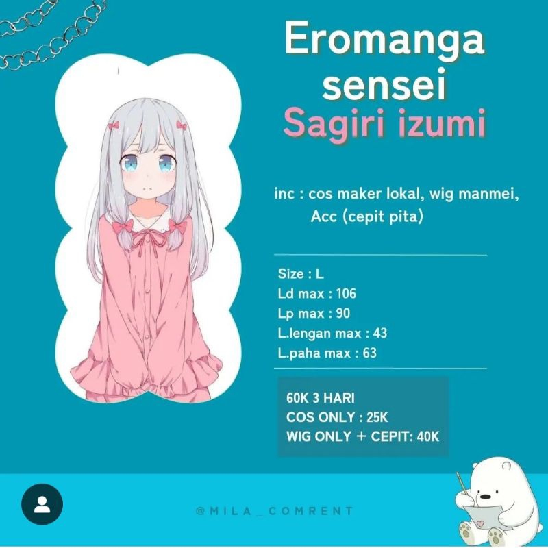 Rental/Sewa kostum sagiri - eromanga sensei