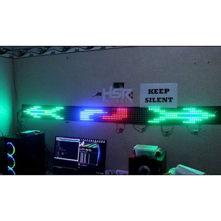 Langsung Order STROBO RUNNING TEXS 7 baris EMOJI BISA GANTI TEXS VIA Hp 1224 volt