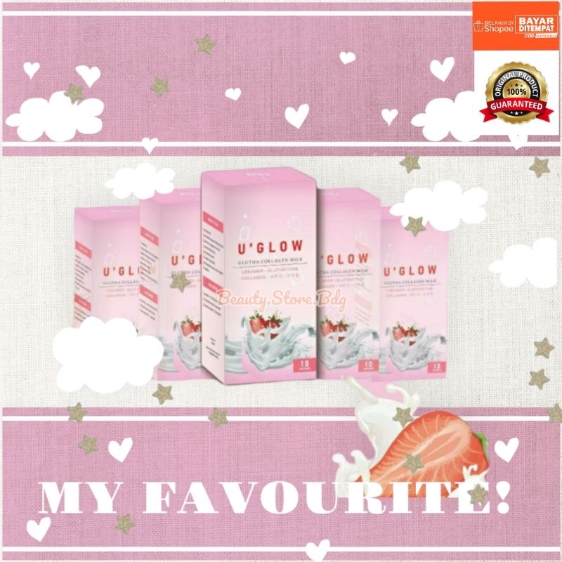 U'GLOW Glutha Collagen UGLOW Susu Pemutih 1 box isi 7 kemasan terbaru