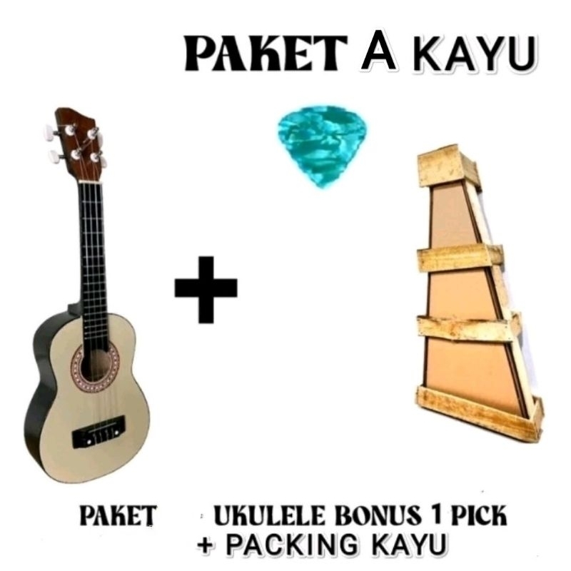 NEW - PAKET UKULELE SENAR4 PACKING KAYU *//* UKULELE PAKET LENGKAP/ KENTRUNG KENCRUNG