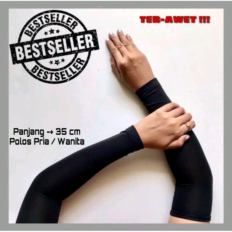 Manset Hitam Lengan panjang Pria wanita Lentur Deker/Handsock Lengan