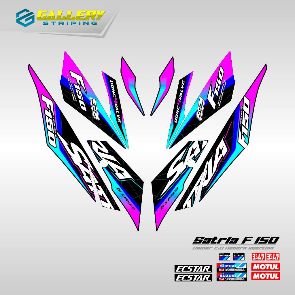 Striping Satria Fu F 150 Fi Motif 9 Stiker Satria Fu F 150 Fi Led Raider Sticker Suzuki Satria Stock