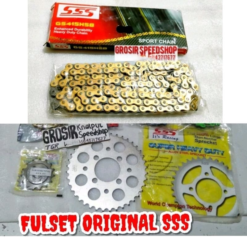 Gear Gir Set depan belakang PLUS Rantai SSS Gold triple S 415 428 H ORIGINAL Kawasaki Ninja RR R SS 