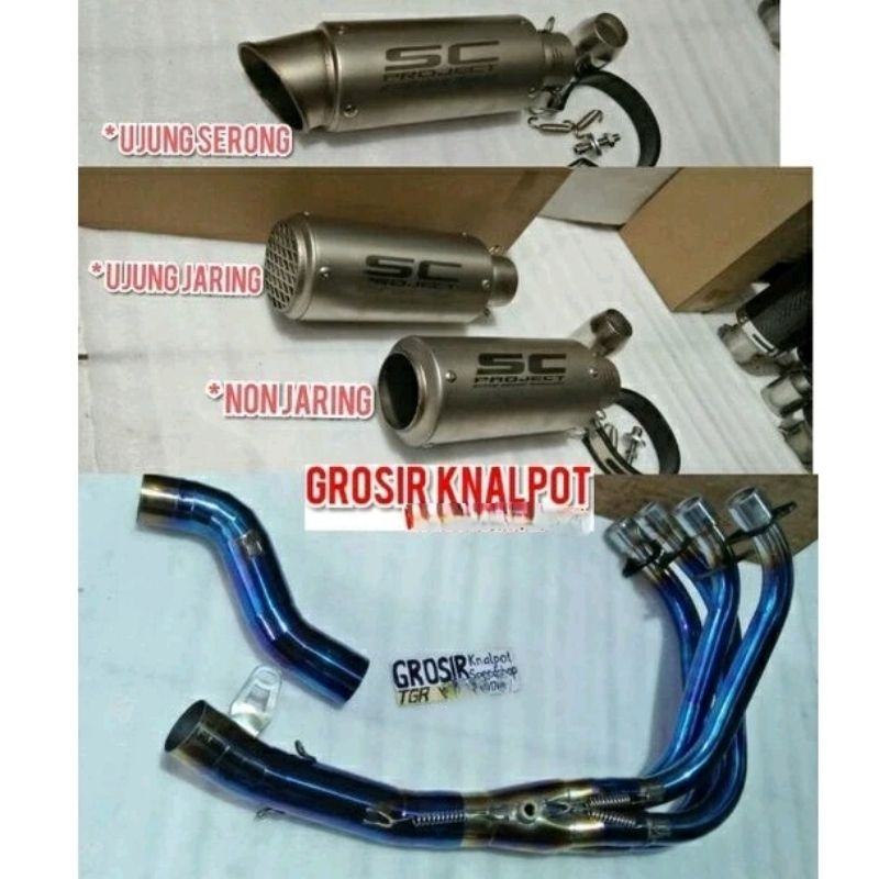 Knalpot Racing ZX25R SC project IMPORT sandblast titanium fulset Header Blue Bluemoon Kawasaki Ninja