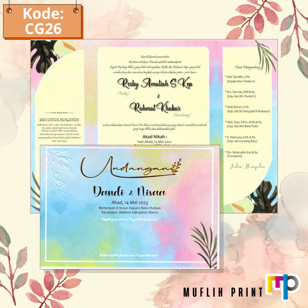 Blangko Undangan Pernikahan Kosong Murah + Amplop Undangan CG26